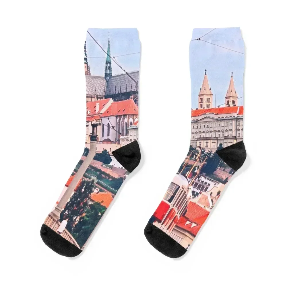 

Prague Streets Czech Republic Socks Climbing new year bright garter Socks For Women Men's