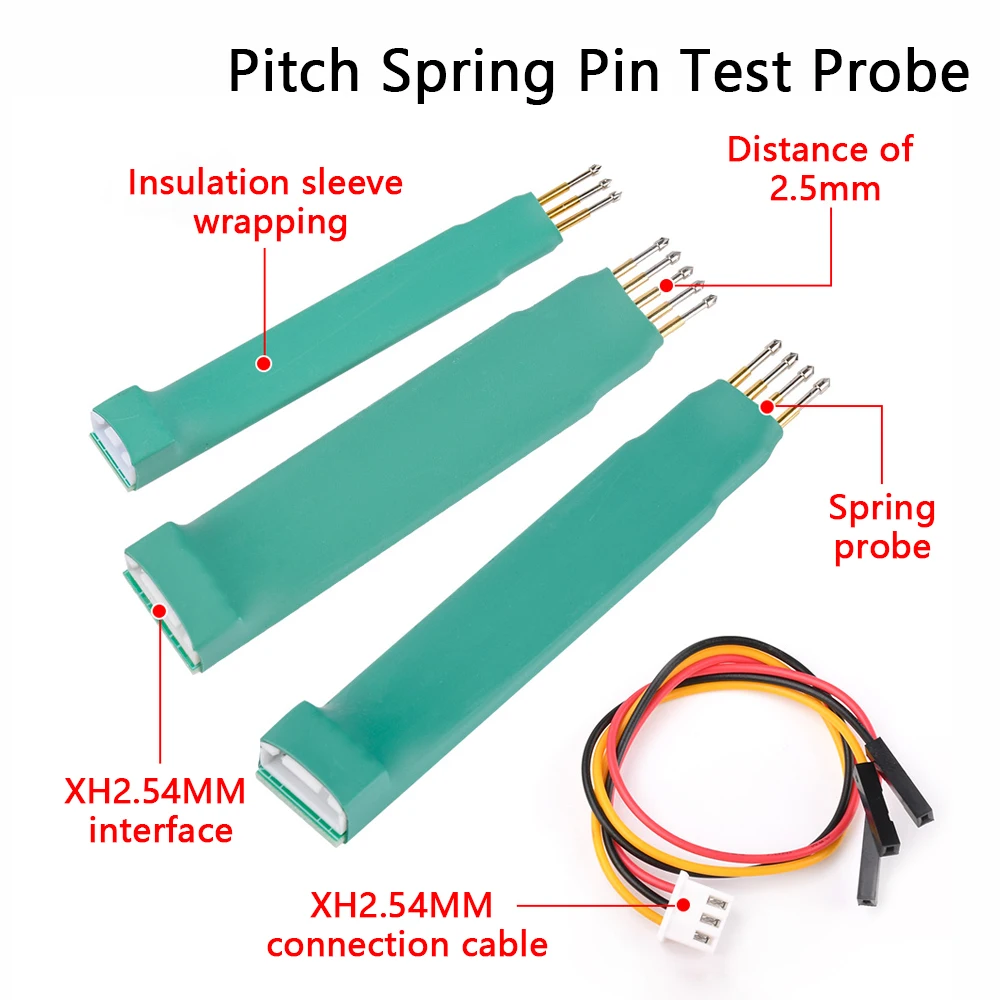2.54mm Spring Probe Test Cable XH2.54 Connector Spring Pin Test Probe Micro Chip Programming Needle Cable for STC STM32 STM8