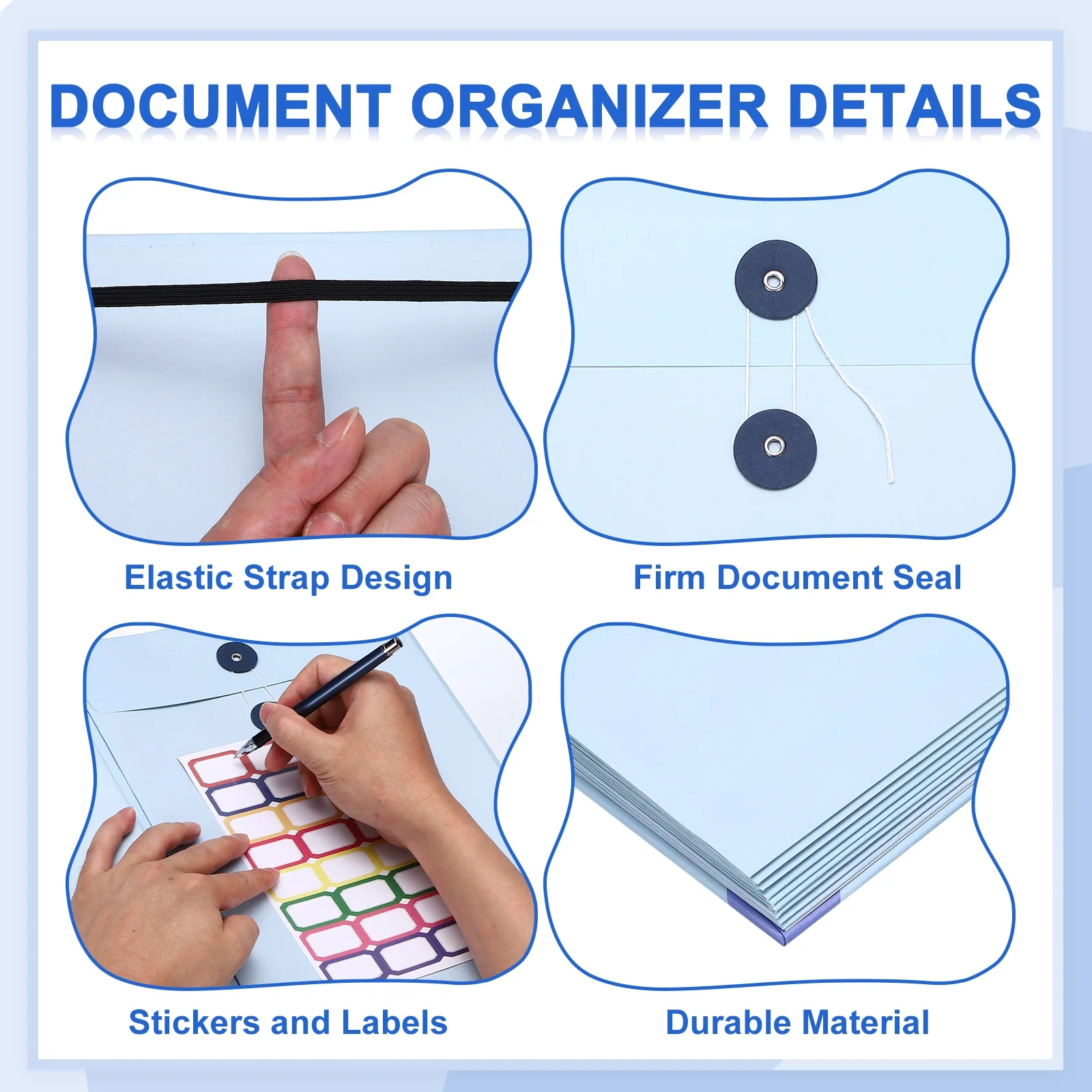 Important Document Organizer A4 Document Binder Folio Folder with Pocket Expanding File Folder with Label Stick for Certificate