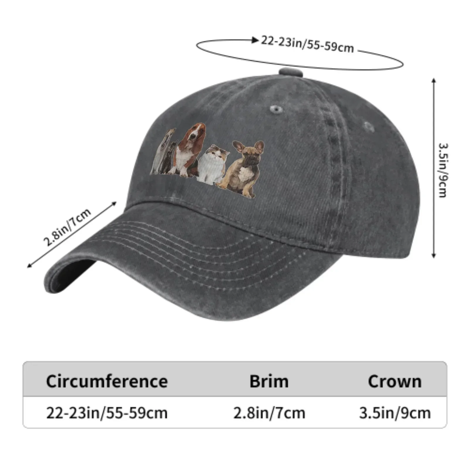 Dog Cat Baseball Caps for Men Women Adjustable Fashion Casual Trucker Hats for Outdoor Fishing Activities