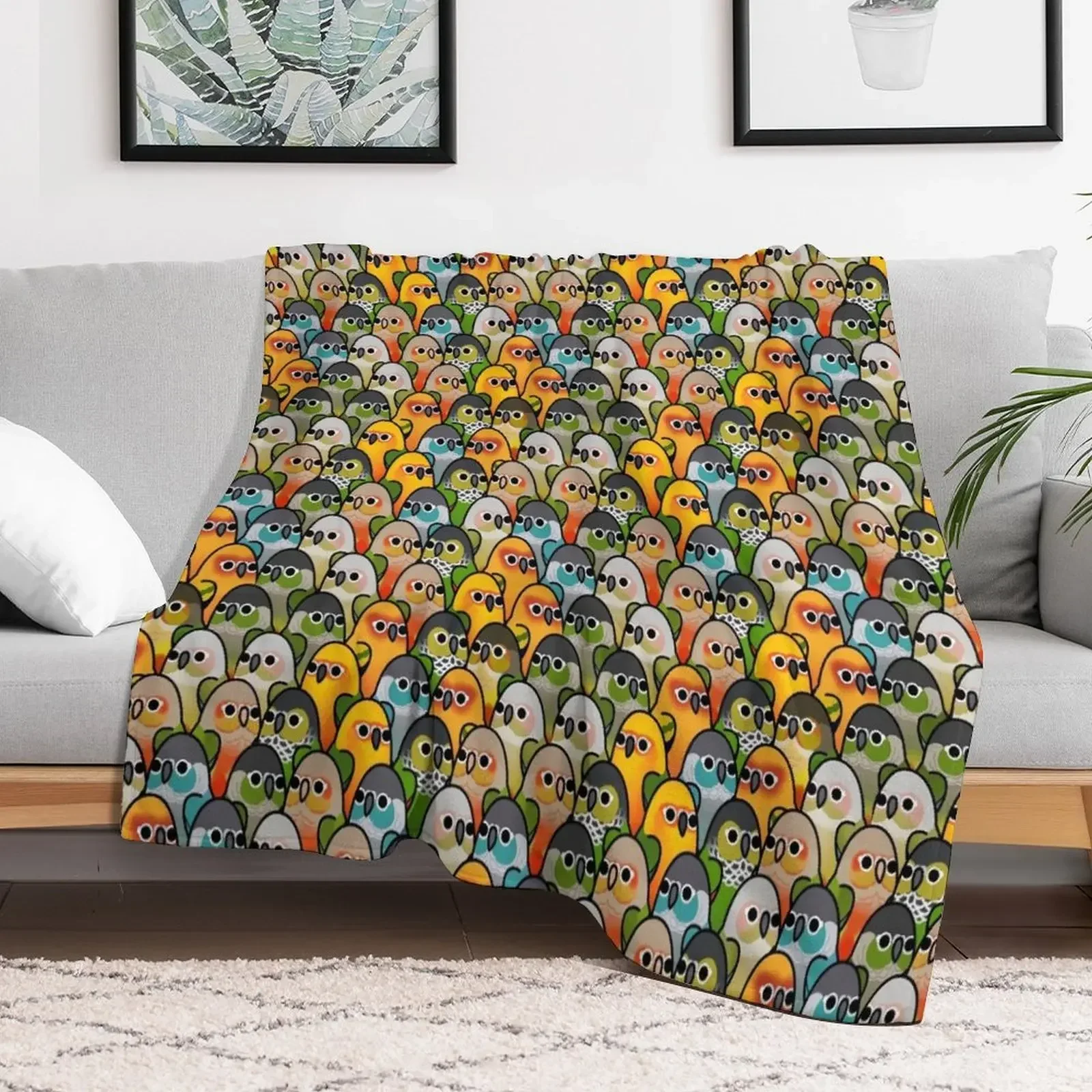 Too Many Birds! - Conure Squad Throw Blanket for sofa Flannel sofa bed Blankets