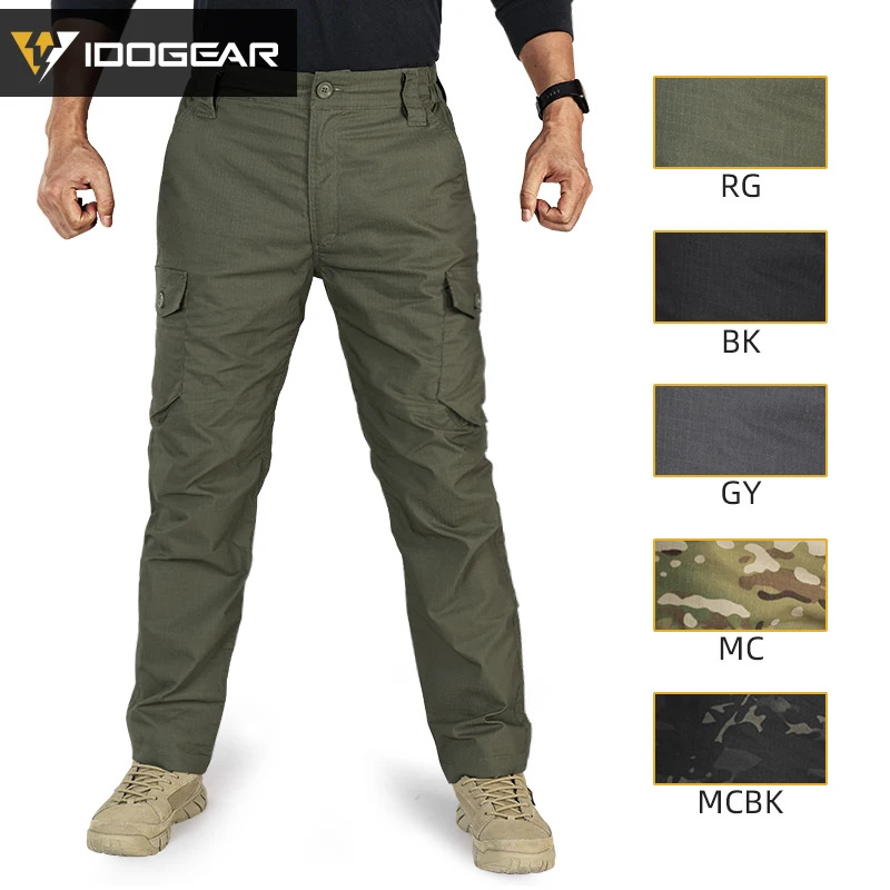 IDOGEAR Men's Flex Tactical Cargo Pants Lightweight Water Resistant Ripstop Stretch Casual Trousers Everyday Basic Pants 3214