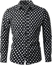 Fashion 3D Printed Men's 10-color Polka Dot Long-sleeved Slim-fit Shirt With Lapel Button And Long-sleeved Comfort Casual Wear