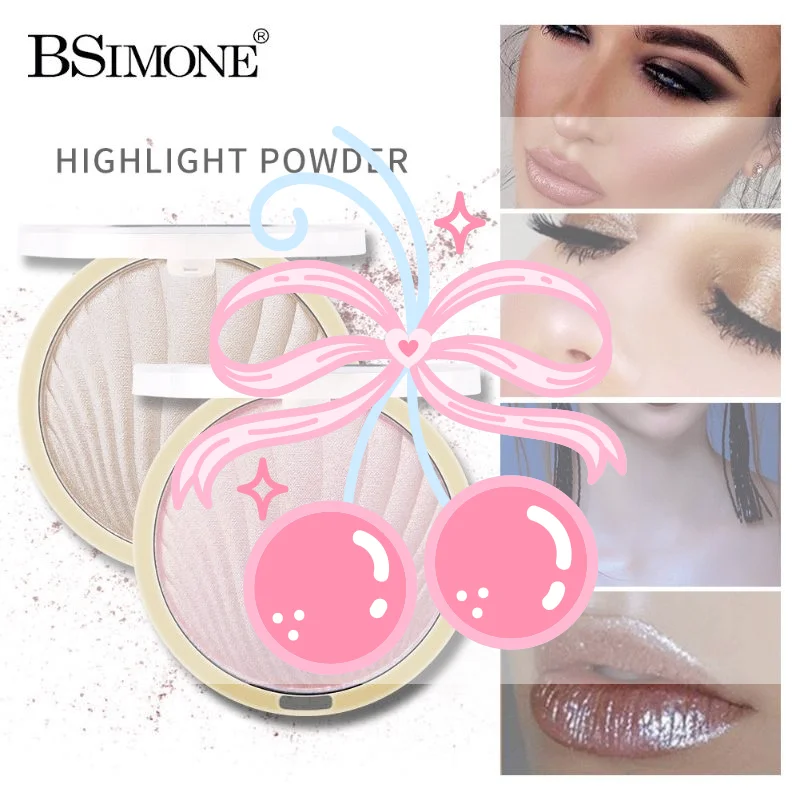 بودرة بيسيمون لتفتيح الوجه، بودرة مضغوطة بلون برونزي، مكياج مقاوم للماء وعالي اللمعان، بودرة لؤلؤية لتفتيح البشرة
