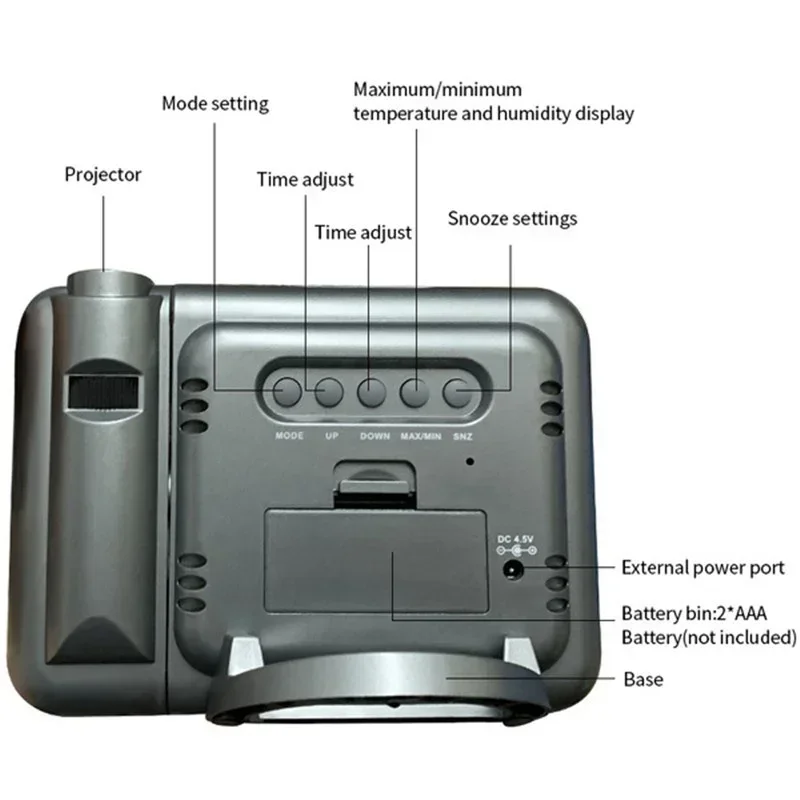 Humidity Alarm Color Digital Screen Led 180° Backlight Clock Snooze Rotate Temperature Thermometer Display Weahter Projection