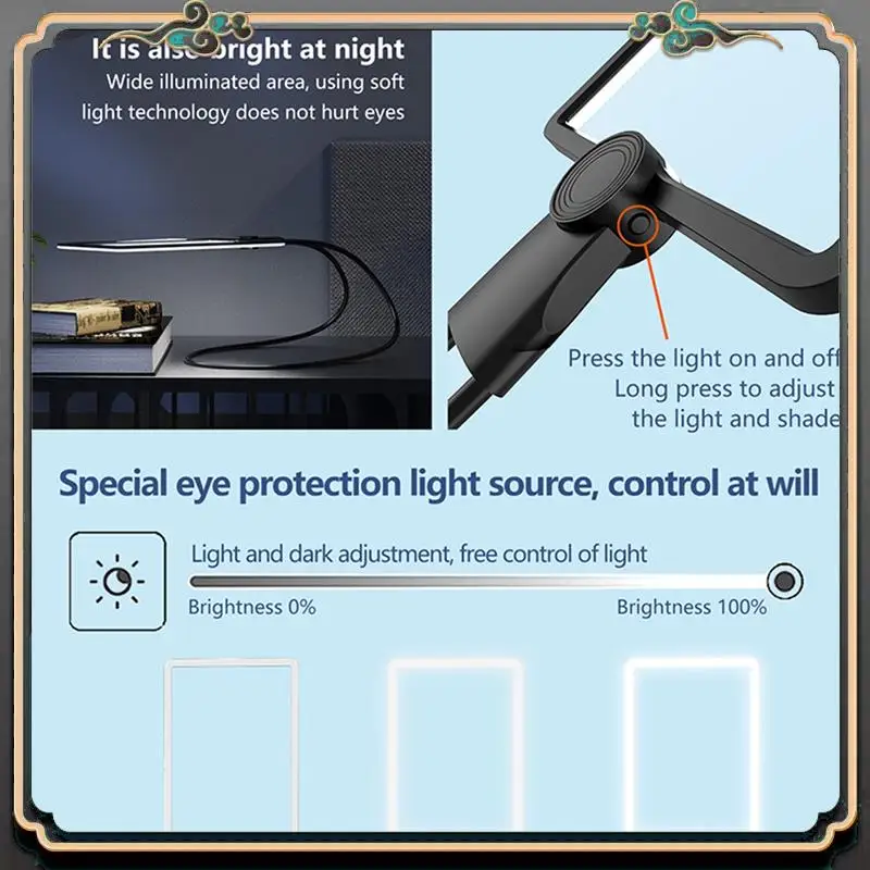 

ASMA-5X Hands Free Magnifying Glass With 50 LED Light,Gooseneck Page Magnifier For Senior Low Vision Reading,Repairing,Sewing
