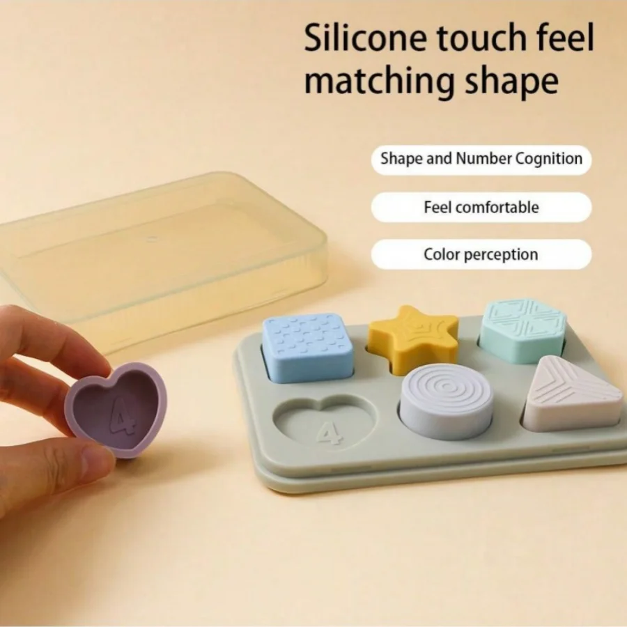 Montessori Baby Puzzles Silicone Toys Geometric Shape Jigsaw Board Matching Games Educational Learning Toys Food Grade Silicone