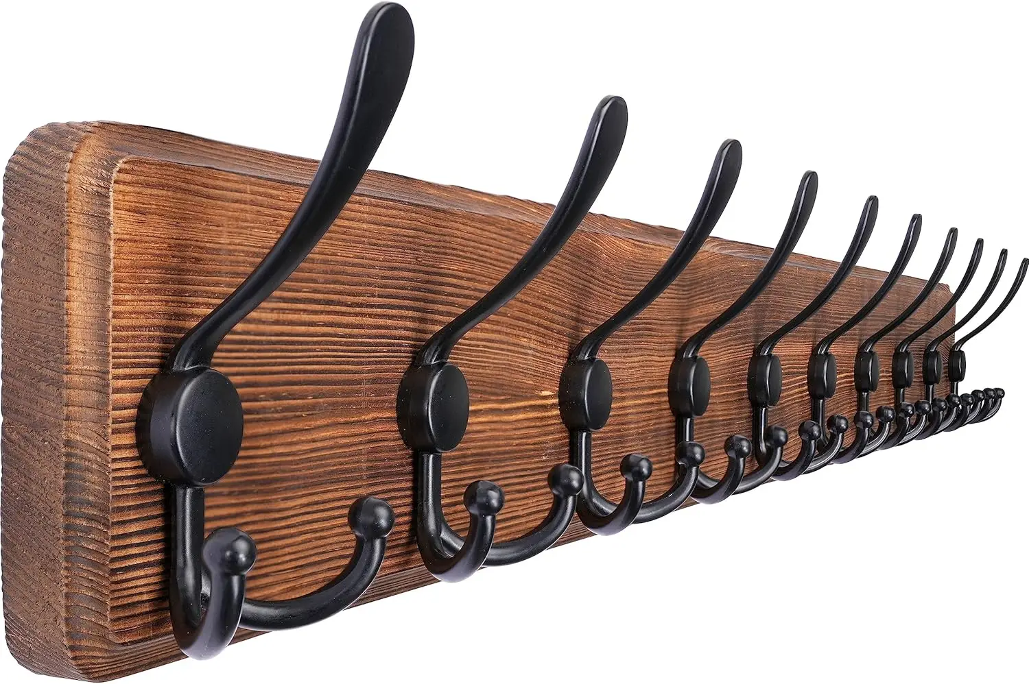 

Large Wooden Wall Mount Coat Rack with 10 Triple Hooks, Rustic Farmhouse Style for Entryway and Bedroom