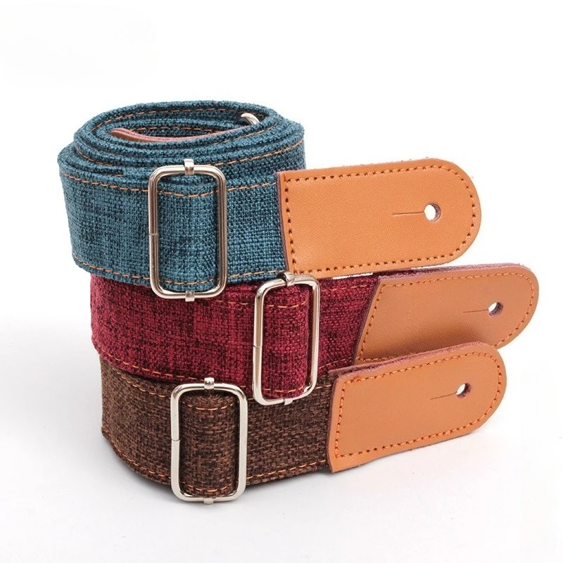 

Гавайский гитарный ремень из хлопка и льна, противоскользящий бас для гавайской гитары, плечевой ремень, акустические музыкальные аксессуары