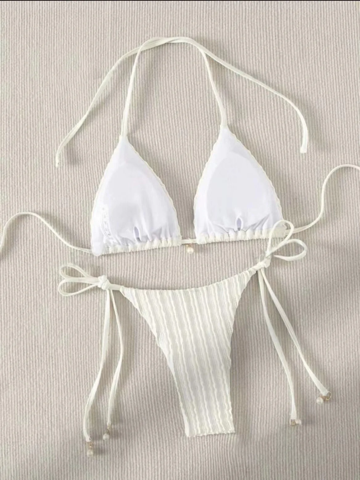 sexy milky ribbed halter micro mini bikini sets two pieces tie women thong swimsuit female bathing suit swimwear biquini