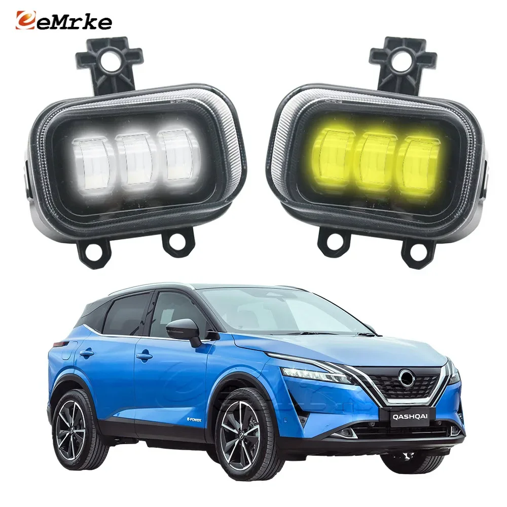 

2X Led Fog Lamp Assembly for Nissan Qashqai iii j12 2023 2024 Front Car Lights w/ Lens DRL 20W 12V White Daytime Running Light