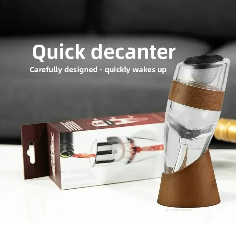 Slant Mouthed Red Wine Magic Quick Decanter, Wood Grain Red Wine Glass, Wine Dispenser