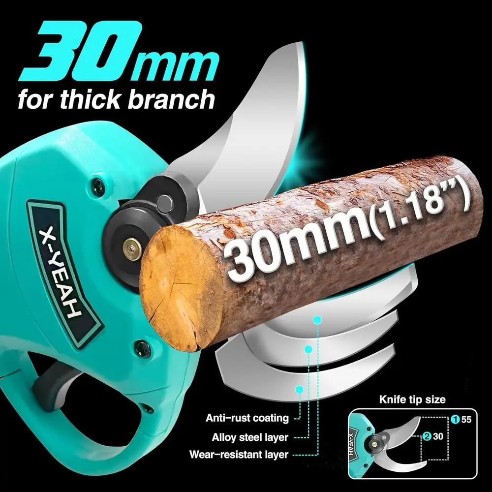 Electric Pruning Shears Set - Cordless Garden Shears with 21V Brushless Motor, 2 * 2000mAh Batteries and Charger Kit