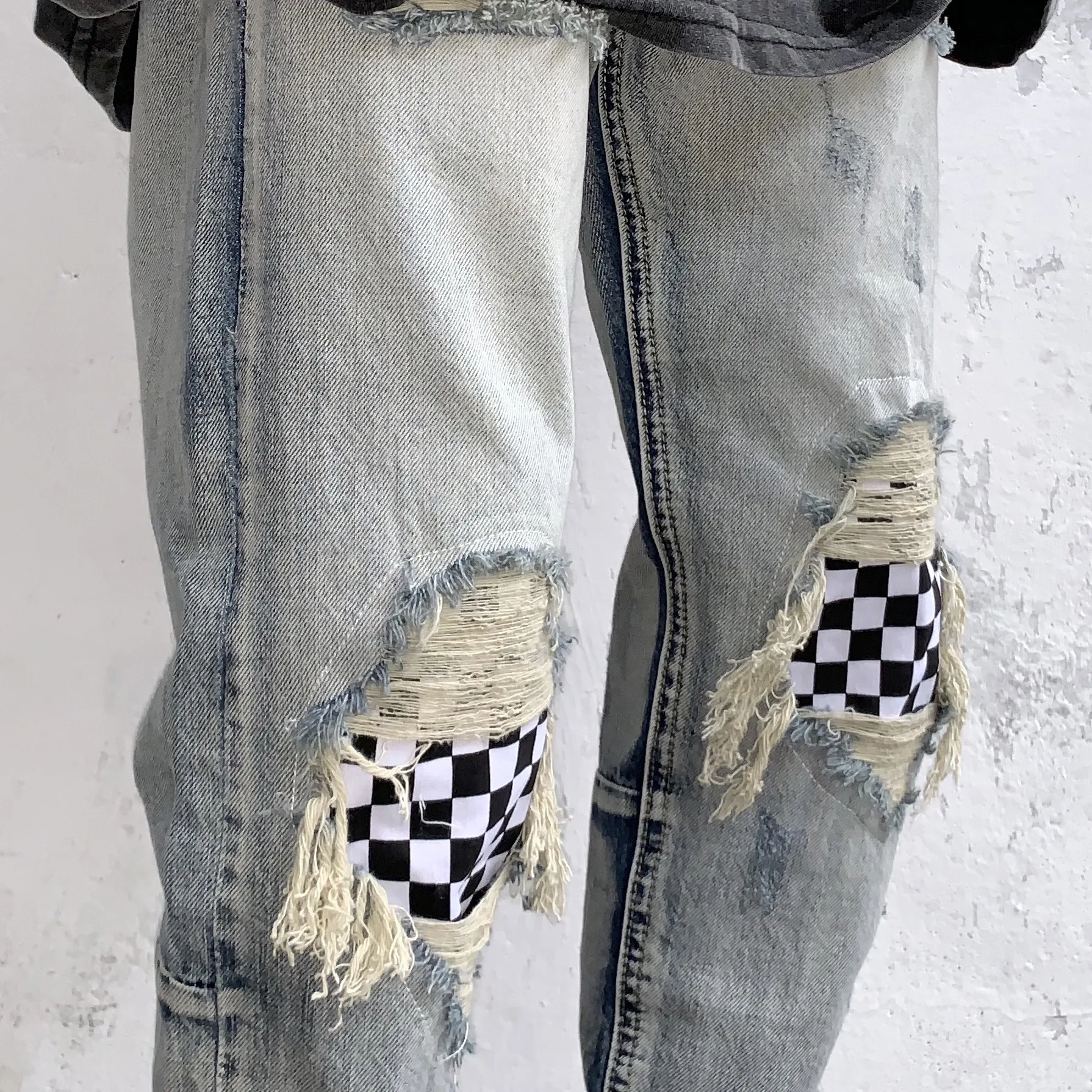 

Retro Straight Leg Men's Summer Torn Frayed Nine-Piece Denim Long Pants High Street INS Thin Trendy Brand Poor Man's Pants