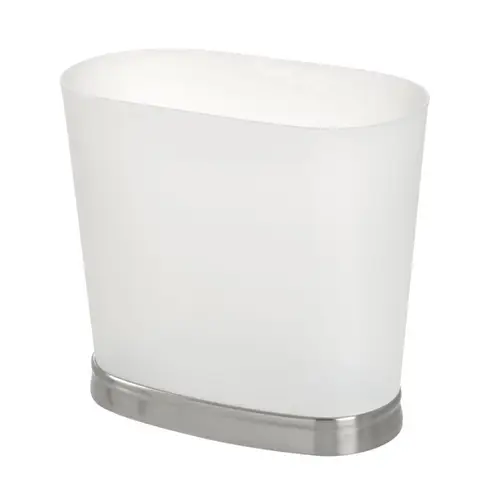 Bathroom Trash Can Small Plastic Oval Slim Open Top Garbage Bin White