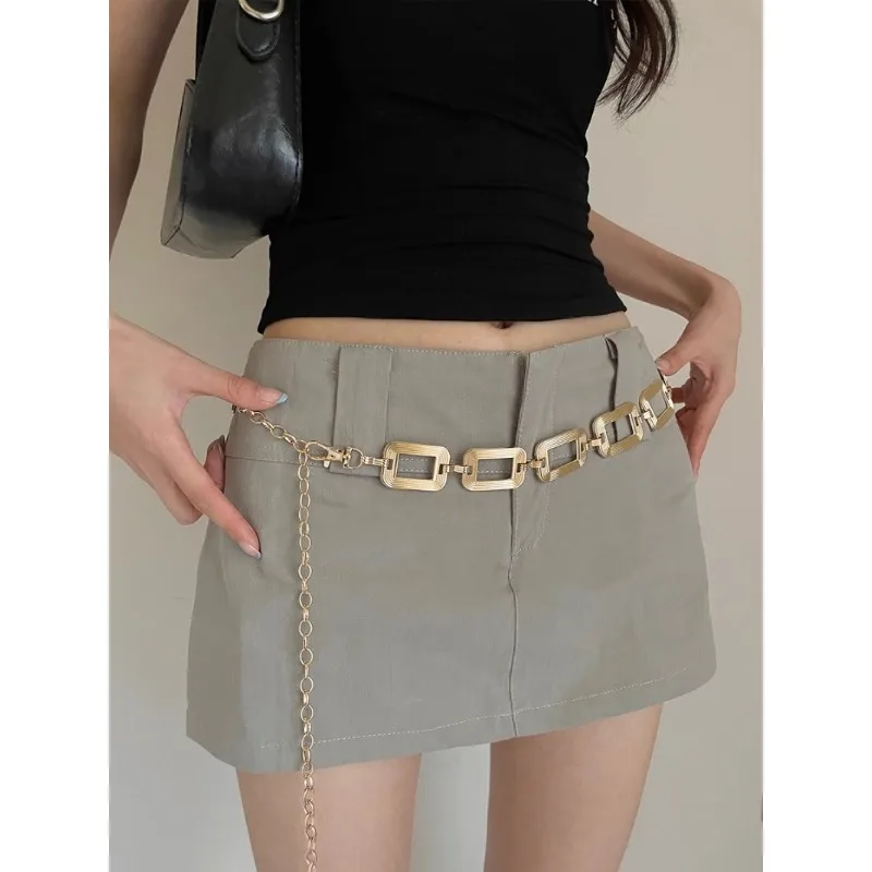 Catena in vita rettangolare in metallo bohémien per abito da donna 2025 Nuovo stile Oro e argento di alta qualità