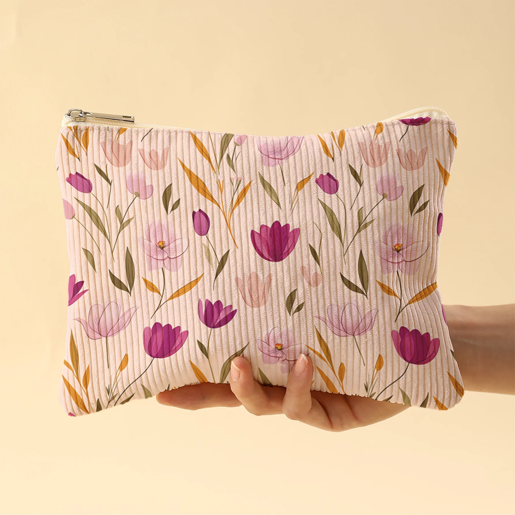 Makeup Bag Large Capacity Corduroy Zipper Bags Fits Foundation/Eyeshadow Palette/Lipstick Say Goodbye to Makeup Table Clutter