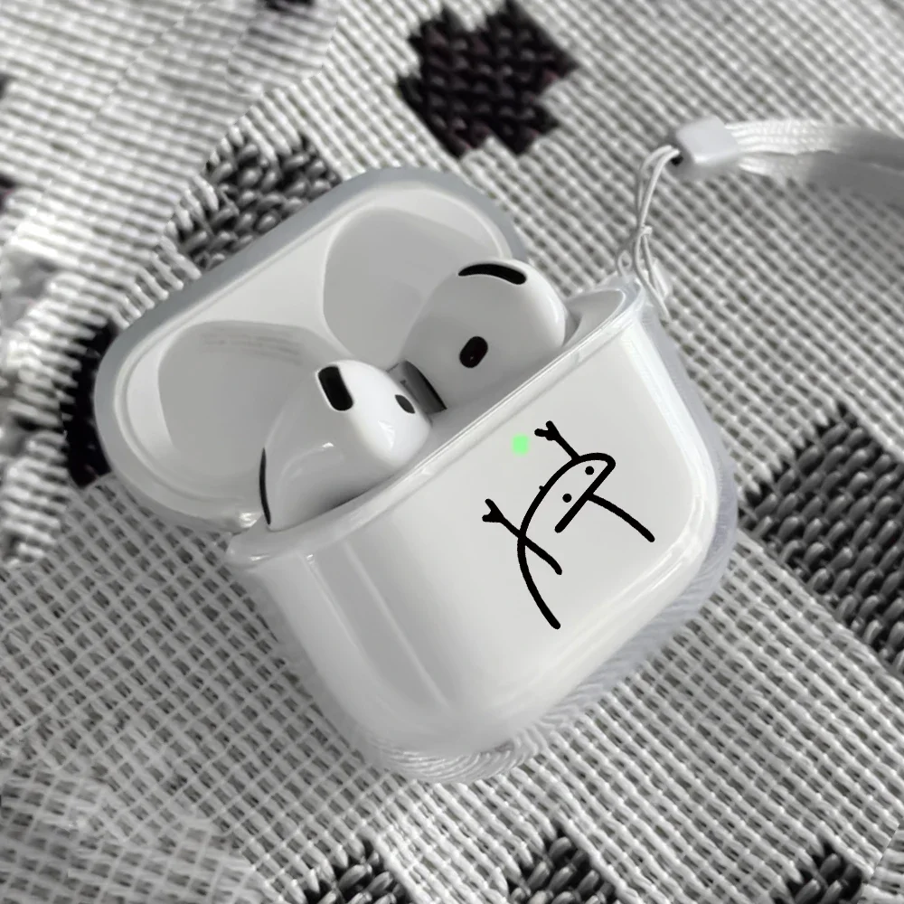 Funny Cartoon Black Clear Earphone Case For Apple AirPods 4 3rd 2 Pro2 Transparent Cover For Airpod 3 Protective Box Shell
