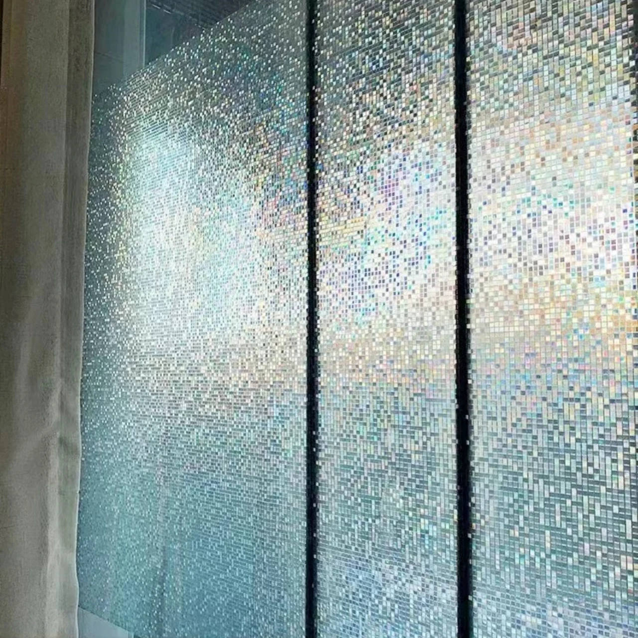 3D Laser Mosaic Glass Stickers, Window Privacy Glass Film, Electrostatic Adsorption Glass Window Film, Suitable for Kitchens, Bathrooms, Bedrooms,