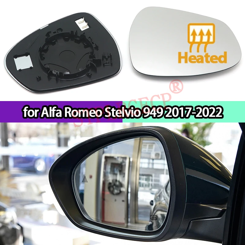 

Driver Side Door Wing Heated Clear Rear View Side Mirror Glass Lens Replacement for Alfa Romeo Stelvio 949 2017-2022