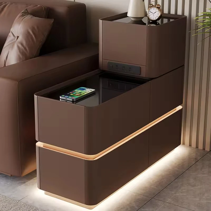 أريكة خزانة جانبية فاخرة طاولة بجانب السرير الذكية لغرفة النوم خزانة تخزين متعددة الوظائف لغرفة النوم وغرفة المعيشة