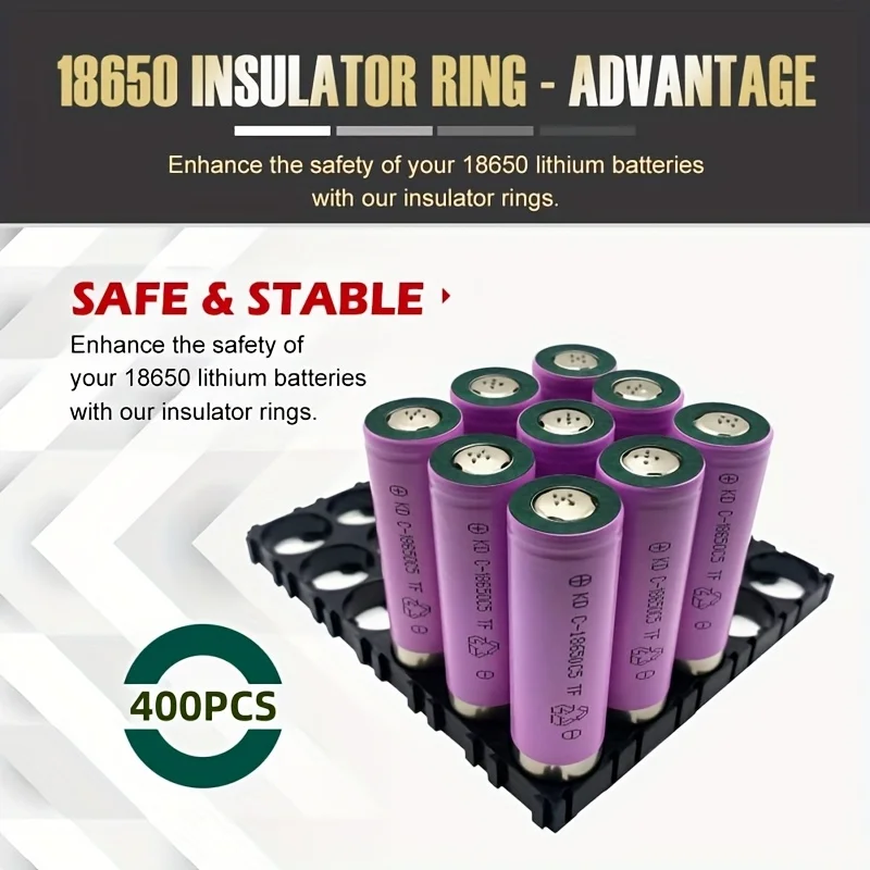 400 قطعة من وسادة عزل البطارية الصلبة/المجوفة ذاتية اللصق 18650، حلقة عزل البطارية 18650، ورق الشعير عالي الأرض 18650، دائرة وسادة عازلة، بطارية لاصقة من جانب واحد #6