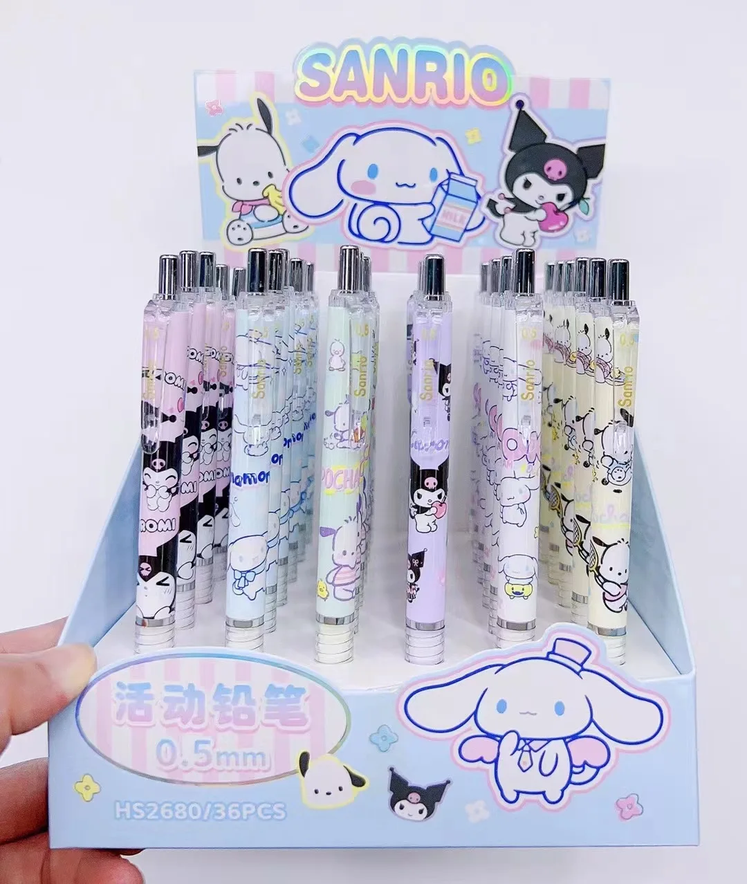 36pcs Sanrio Mechanical Pencils Kuromi Cinnamoroll Pachacco 0.5mm Automatic Pencils Student Stationery School Supplies Wholesale