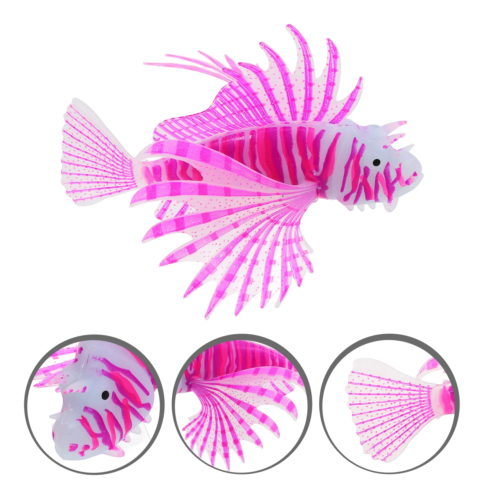

Glow in The Dark Artificial Lionfish Aquarium Decoration Silicone Fish Tank Decor Lifelike Fish Emitting Soft Night Glow