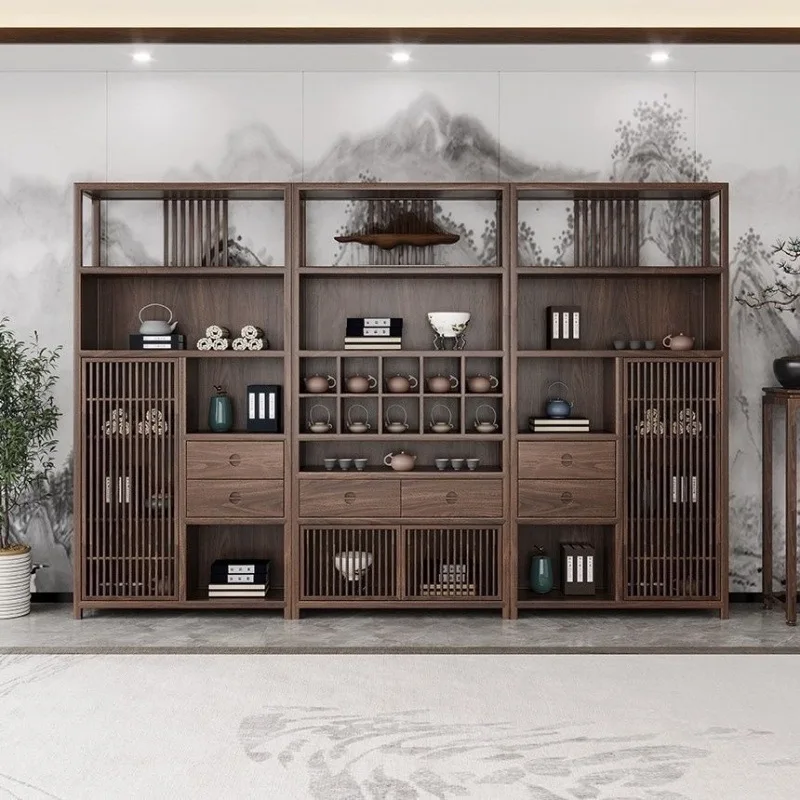Solid wood display tea room tea ornaments rack partition rack