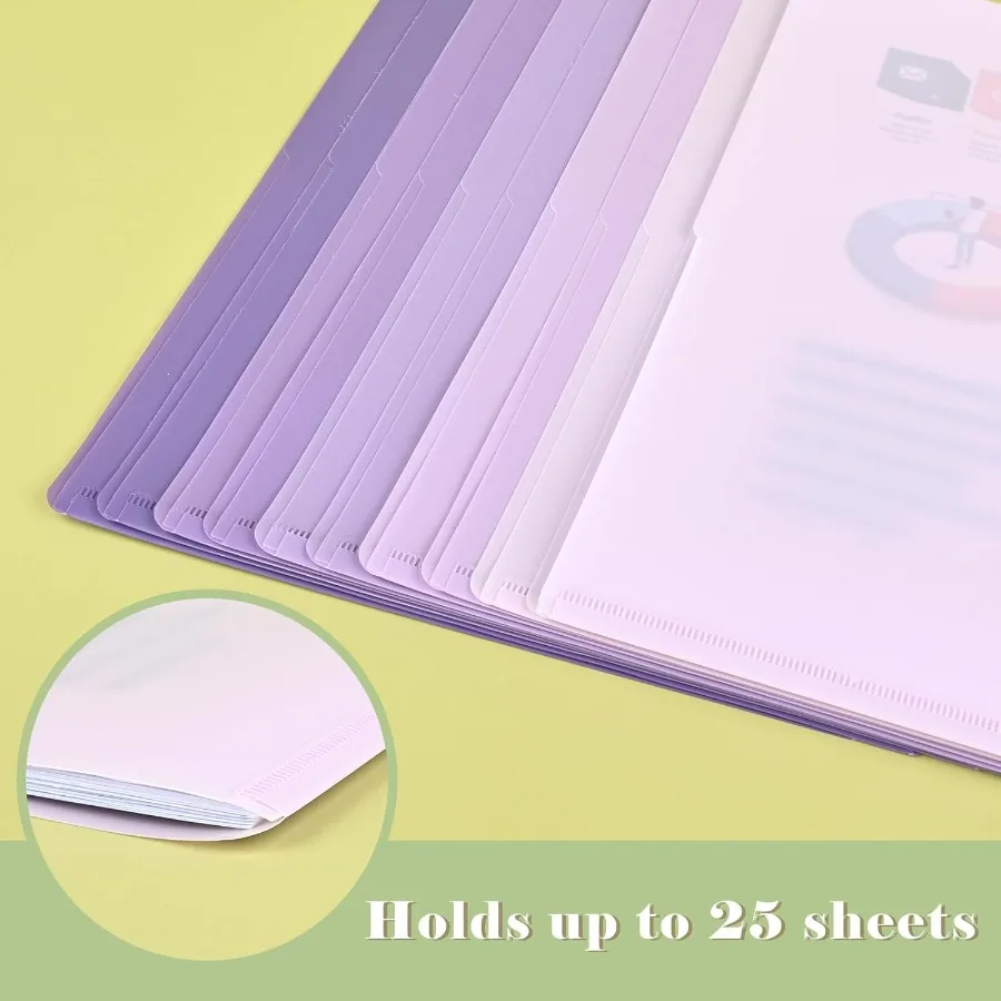 10 عبوات من مجلدات الملفات البلاستيكية بألوان متدرجة وأواني المشروع وأكمام بلاستيكية للورق 11 × 8.5 ihes مجلد المستندات ورقة Pr #3