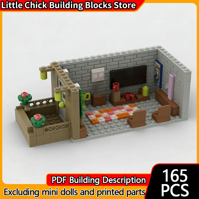 

Модель City Street View MOC, строительные кирпичи, квартира с балконом, модульная технология, подарки, праздник, сборка, детские игрушки, костюм