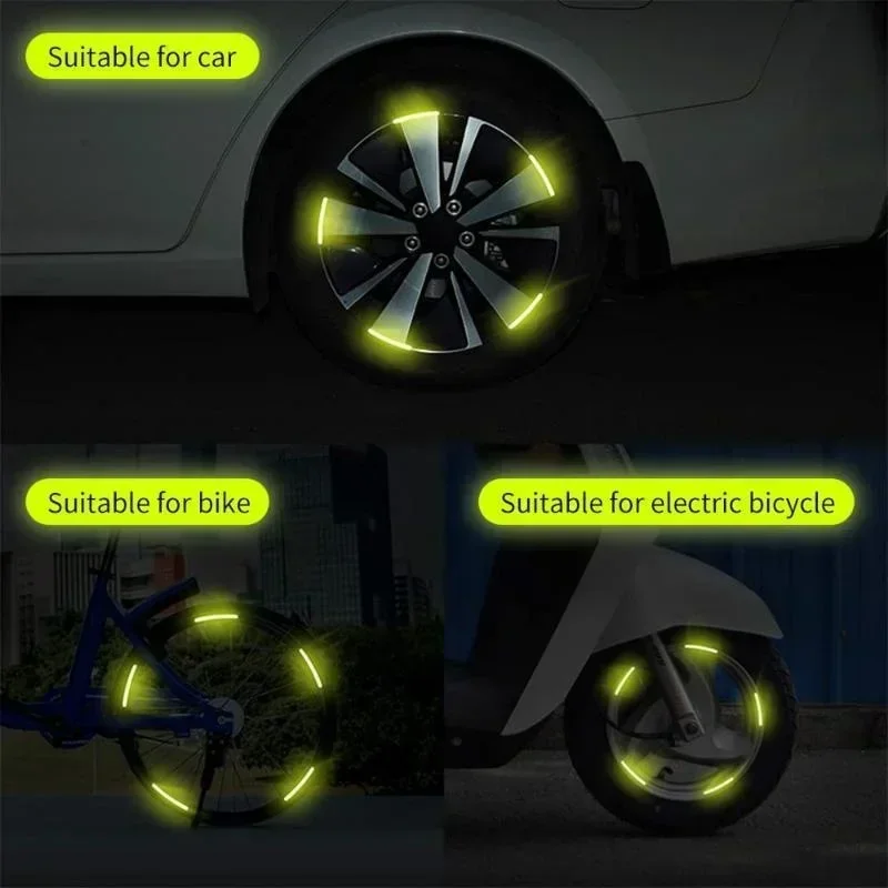 Car Wheel Hub Reflective Stripes Door Safety Opening Warning Sticker Tape Fluorescent Auto Rear Warning Reflective Tape