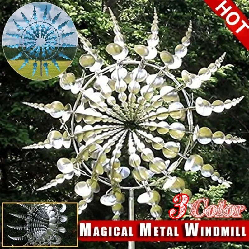 Unique Magical Metal Windmill Outdoor Wind Spinners Wind Collectors Courtyard Patio Lawn Garden Decoration Outdoor Indoor