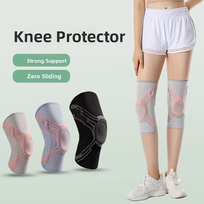 sports-knee-pads-basketball-running-men's-silicone-support-knee-joint-protection-patellar-belt-athletic-equipment-supplies