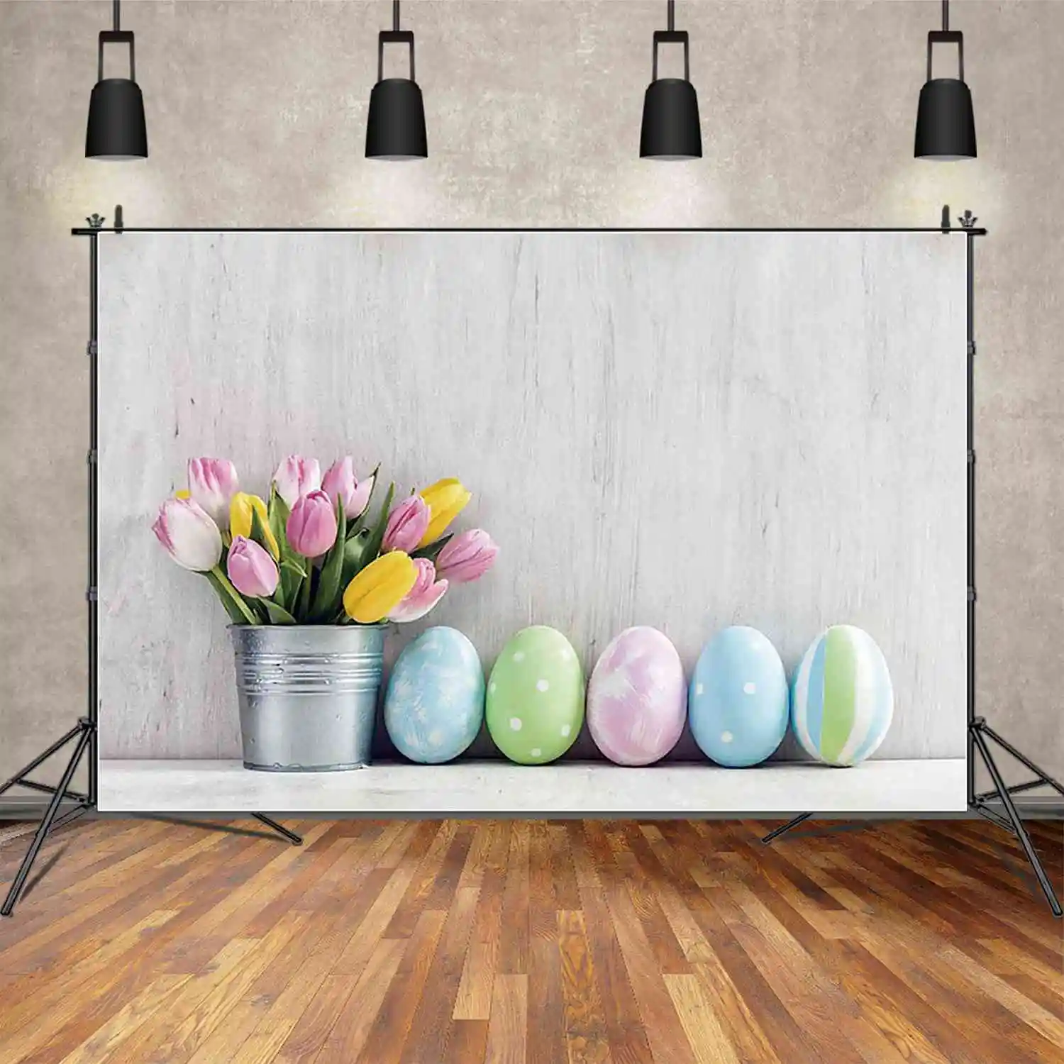 MOON.QG Easter Garden Photography Backdrop Basket Tulip Bokeh Photozone Background Child Studio Photobooth Accessories