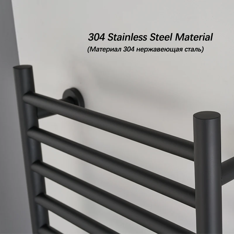 Imagem -04 - Toalheiro Aquecido Elétrico para Banheiro Aquecedor de Toalha Preto Temporização e Controle de Temperatura Fios Escondidos Fios Expostos