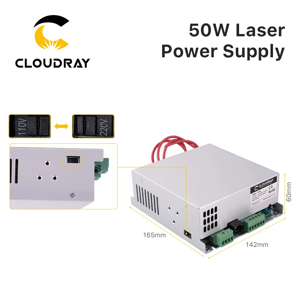 Cloudray 50W CO2 Laser Power Supply 3A Output  for 45-50W Laser tube CO2 Laser Engraving Cutting Machine M50