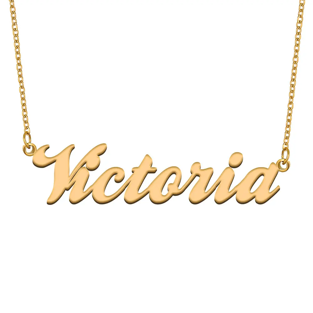 

Victoria Name Necklace for Women Stainless Steel Jewelry Gold Plated Nameplate Pendant Femme Mothers Girlfriend Gift