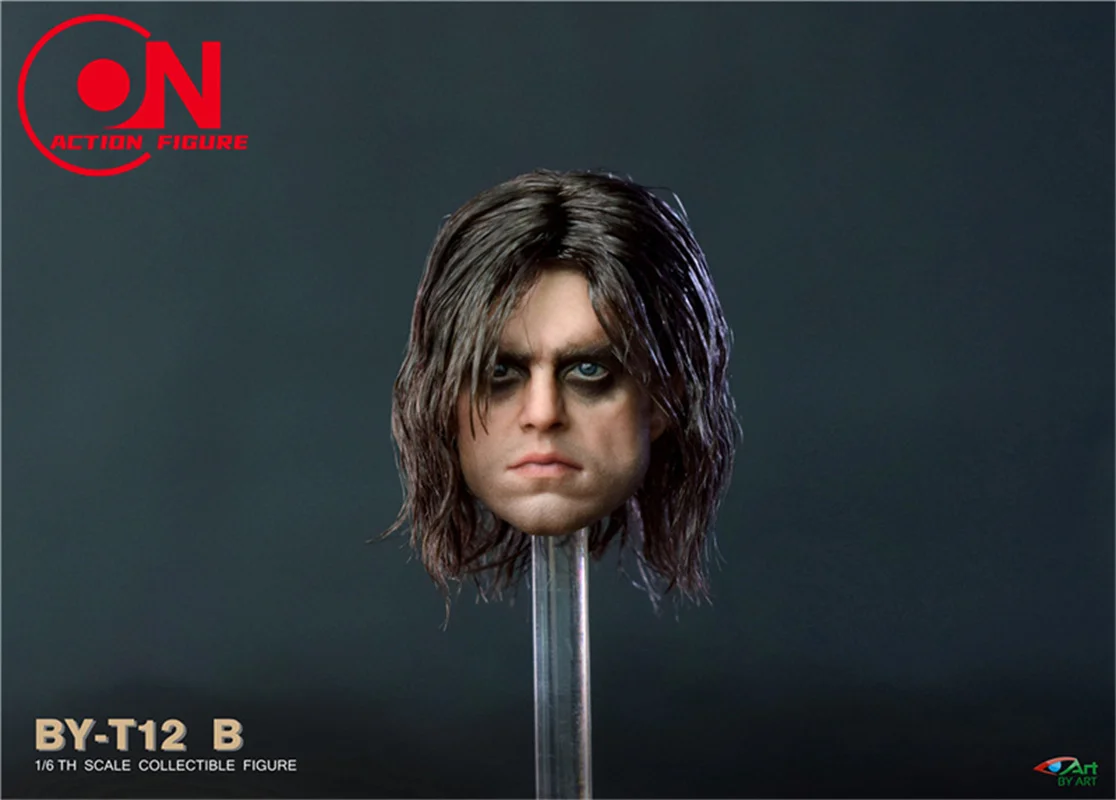 BY-ART BY-T12 1/6 Sebastian Stan Head Sculpt, Tête de greffe de cheveux, Modèle Carimplanté Fit 12 en effet, Figurine d'action de soldat masculin