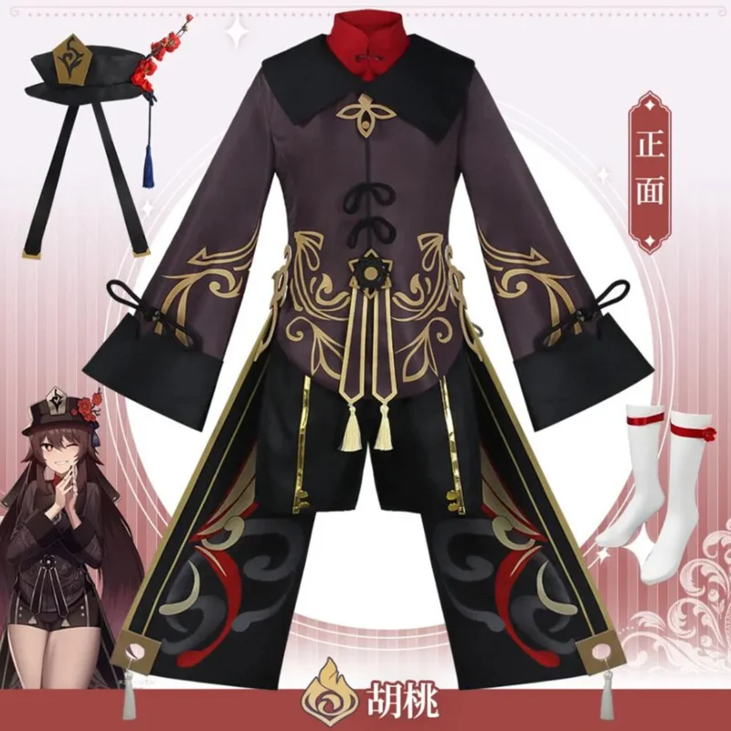 Genshin Impact Fantasia de Halloween Feminina, Roupas Anime, Peruca, Hulai Hu, Novo, 2022