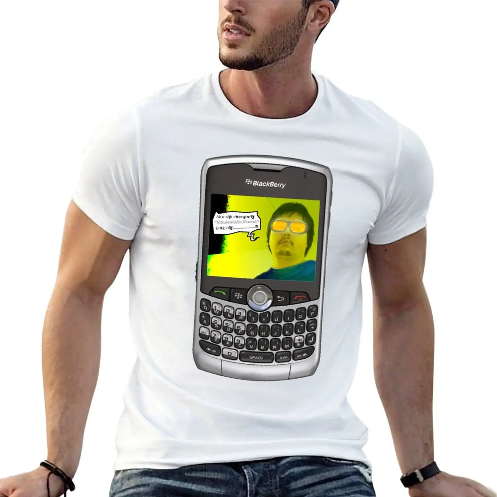 Thorsten R.F. Camiseta Kissing en het Masselijk Ketel op een BlackBerry mobieltje, camisetas de algodón para hombre, camiseta 100%