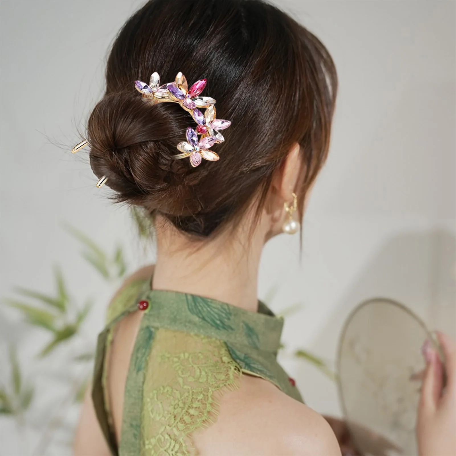

U Shape Flowers Hair Sticks for Women Handmade Luxury Flower Hairpins Hair Chopsticks Wedding Party Head Jewelry Accessory