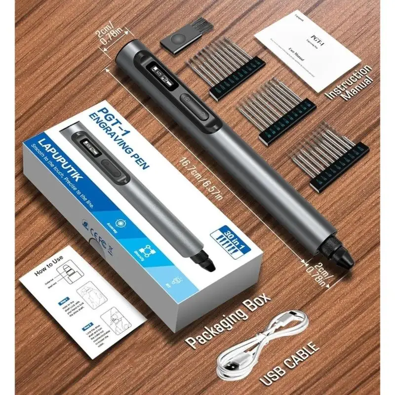 Gravurstift für Metall, Holz, Glas, Kunststoff, Gravierstift mit LED-Licht, 5 Geschwindigkeiten, kabellos, leichtes Geschenk für – Detail 6