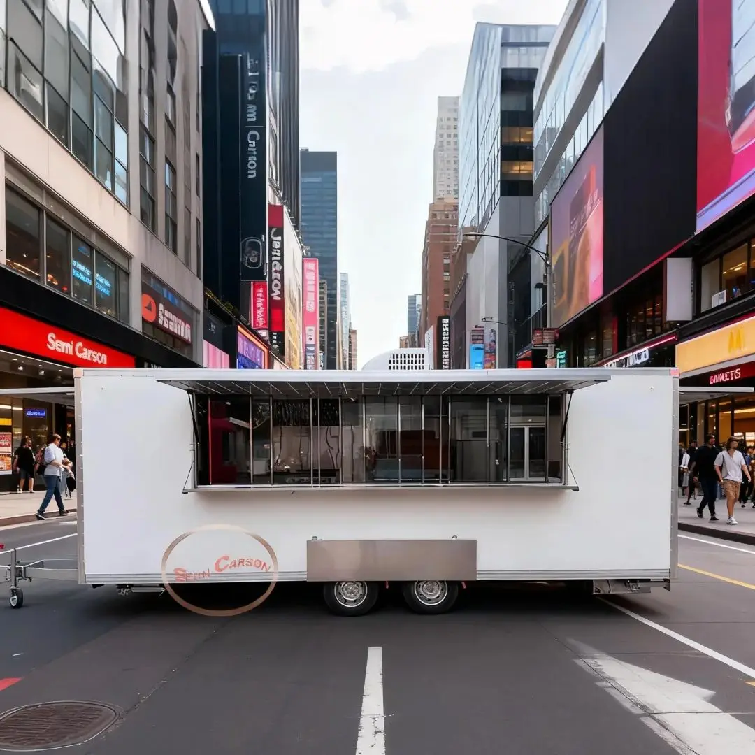 Outdoor Street Food Cart Commercial-Grade Mobile Vending Trailer with Food Storage Heavy Load Capacity for Business Use
