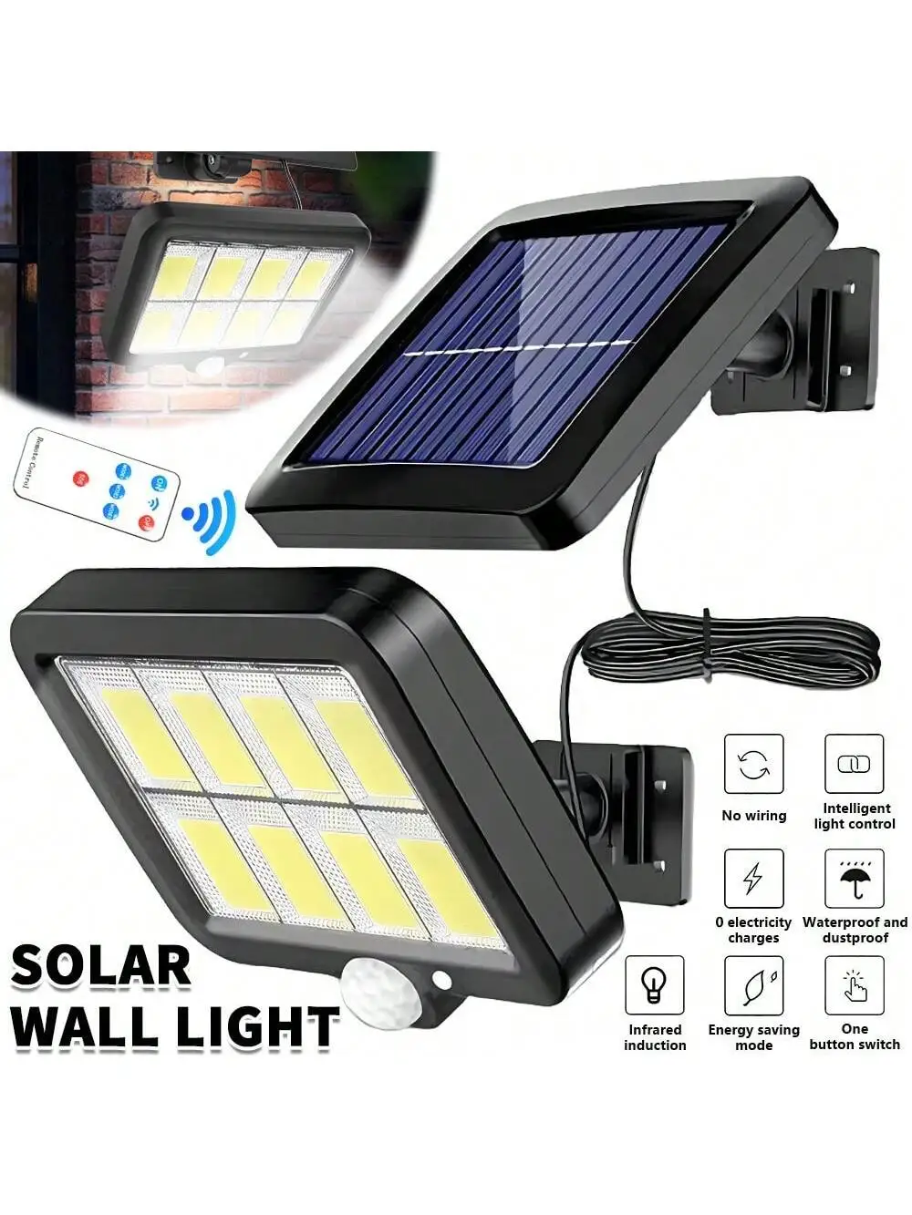

1Pc 160 Led Solar Wall Light with 3 Lighting Modes, Outdoor Solar Garden Wall Light with Motion Sensor, Suitable for Garden Deco