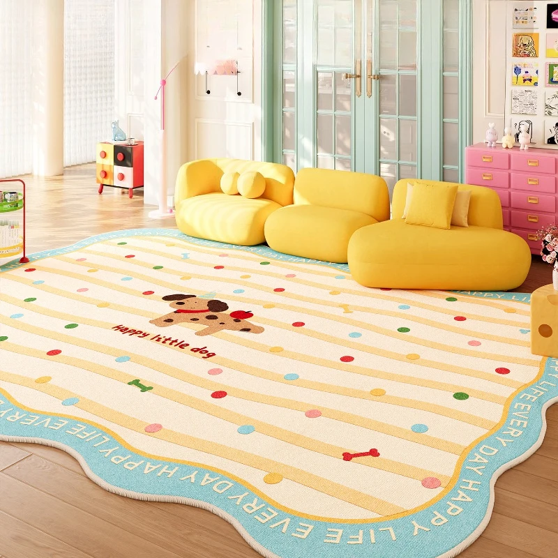 Dopamine Color Living Room Decoration Girl Carpet Irregular Shape Rugs for Bedroom Washable Lounge Floor Mat Anti-slip Study Rug