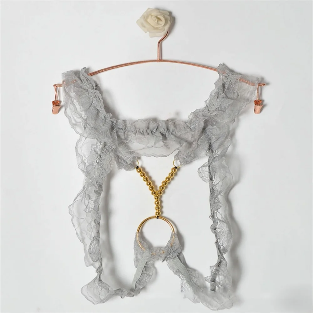 Men Floral Lace G-String Thong Front Ring Elastic Low Waist Underwear Gay Sissy Erotic Lingerie For Nightwear Party Costume