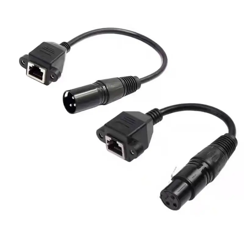 XLR 3Pin to RJ45 Ethernet Cable Female XLR Head to Ethernet Cable Extension to XLR 3P Male DMX512 Network Transmission Cable