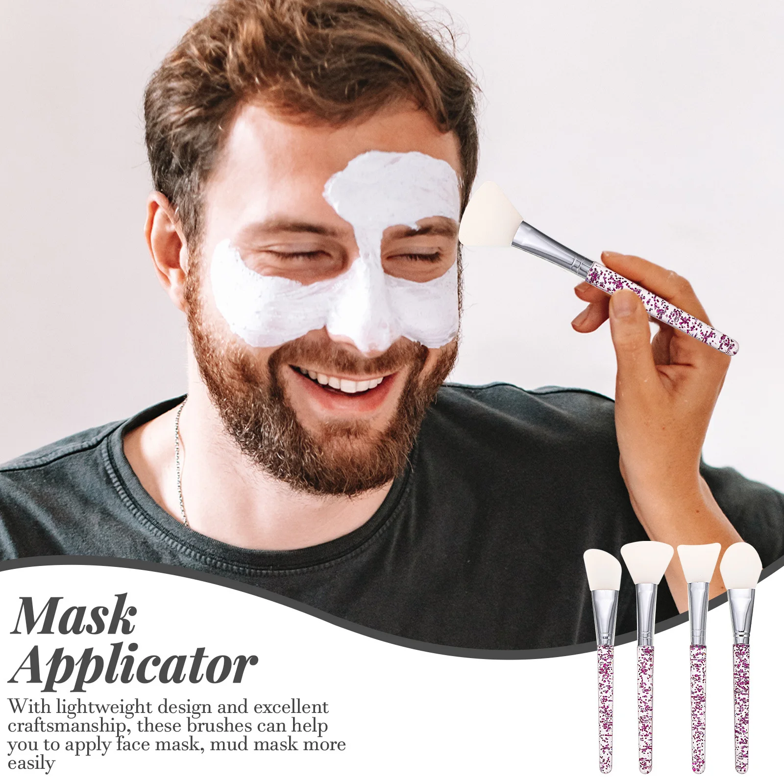 4 szt. Silikonowy pędzel do masek na twarz z miękką główką, lekki, łatwy do trzymania, do pielęgnacji skóry, pędzel do masek błotnych dla skóry wrażliwej