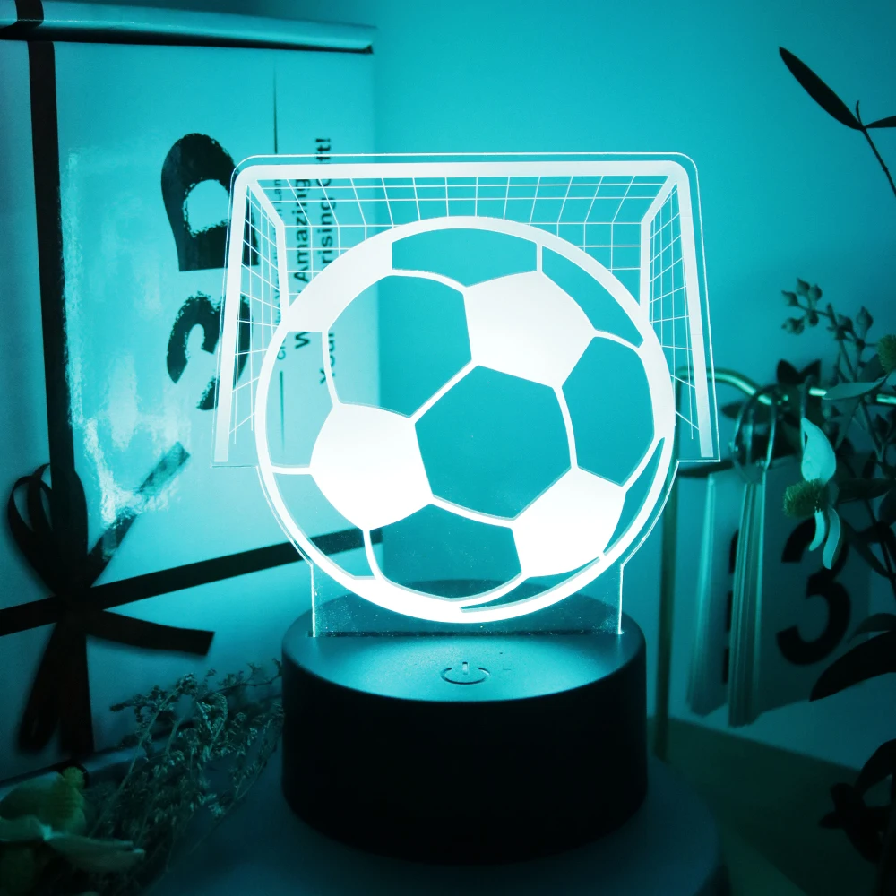 サッカー選手ナイトライトタッチリモコンRGB LEDランプ寝室の装飾ノベルティクリエイティブスポーツテーマギフト男の子子供ファン